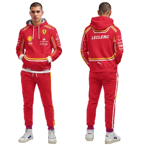 2024 Charles Leclerc Ferrari F1 Racing Tracksuit Red