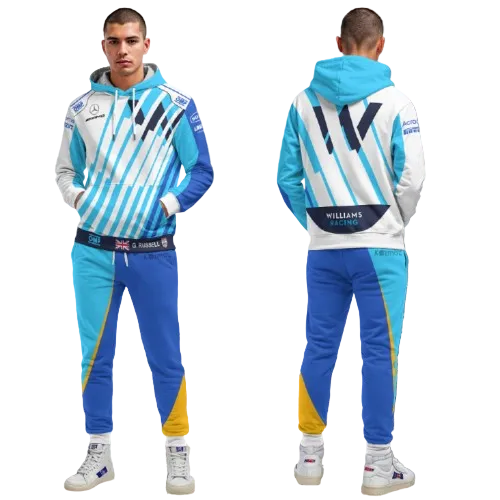 2021 George Russell F1 Racing Tracksuit White Blue