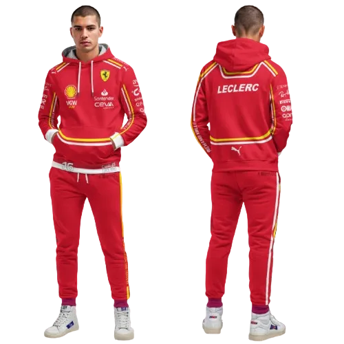 2024 Charles Leclerc Ferrari F1 Racing Tracksuit Red