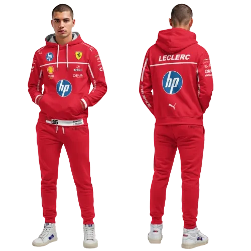 2025 Charles Leclerc Ferrari F1 Racing Tracksuit Red